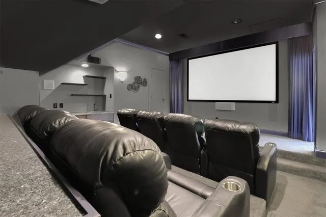 a projector room with furniture