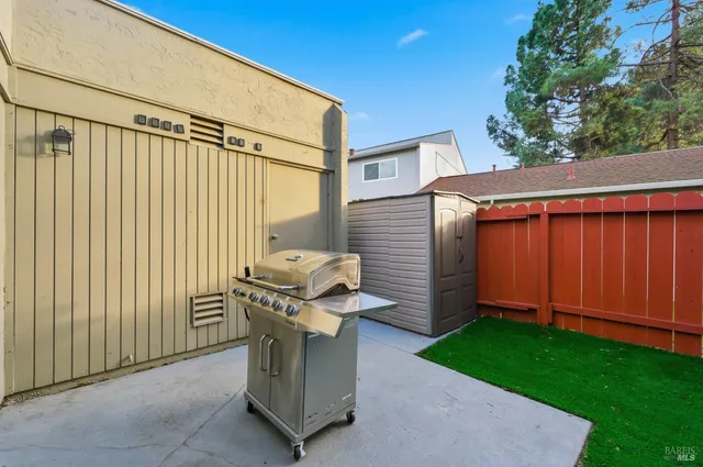 a view of a backyard with shower