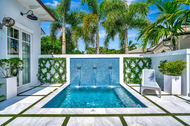 a view of a yard with a patio