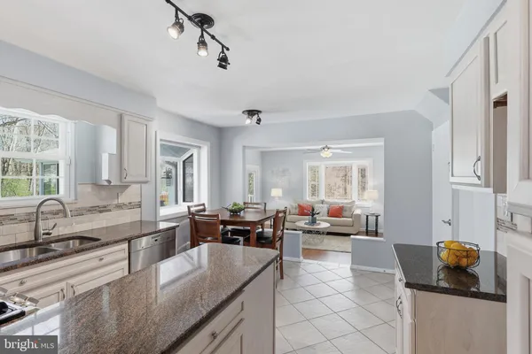 a kitchen with stainless steel appliances granite countertop a stove sink and cabinets