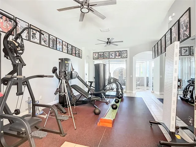 a view of a room with gym equipment