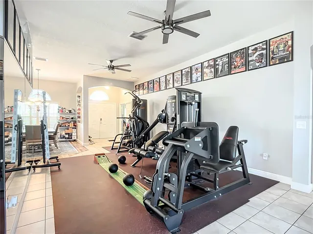 a view of a room with gym equipment