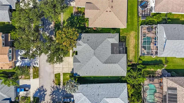 an aerial view of a house