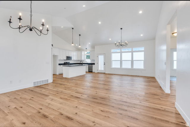 1257 North 1350th Street East Mapleton, UT 84664 - Photo 9 of 66 Open-concept living space with high ceilings and lots of natural light