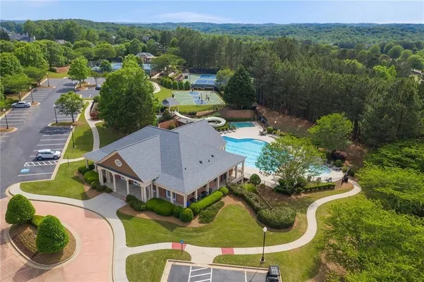 an aerial view of a house