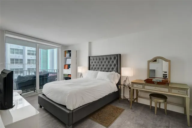 a bedroom with a bed and a desk