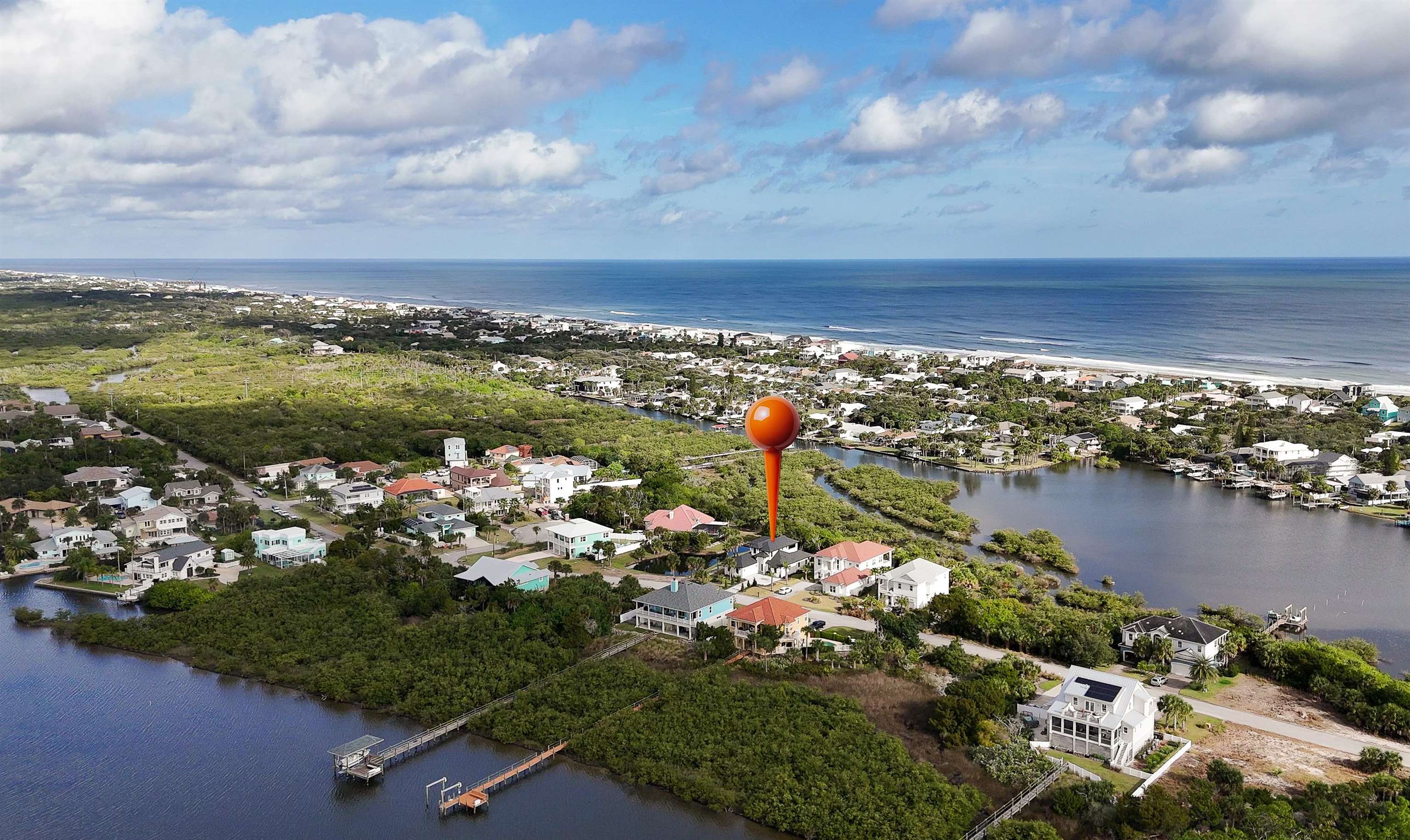2549 Palm Avenue Flagler Beach, FL 32136 - Photo 44 of 70 an aerial view of ocean and residential houses with outdoor space