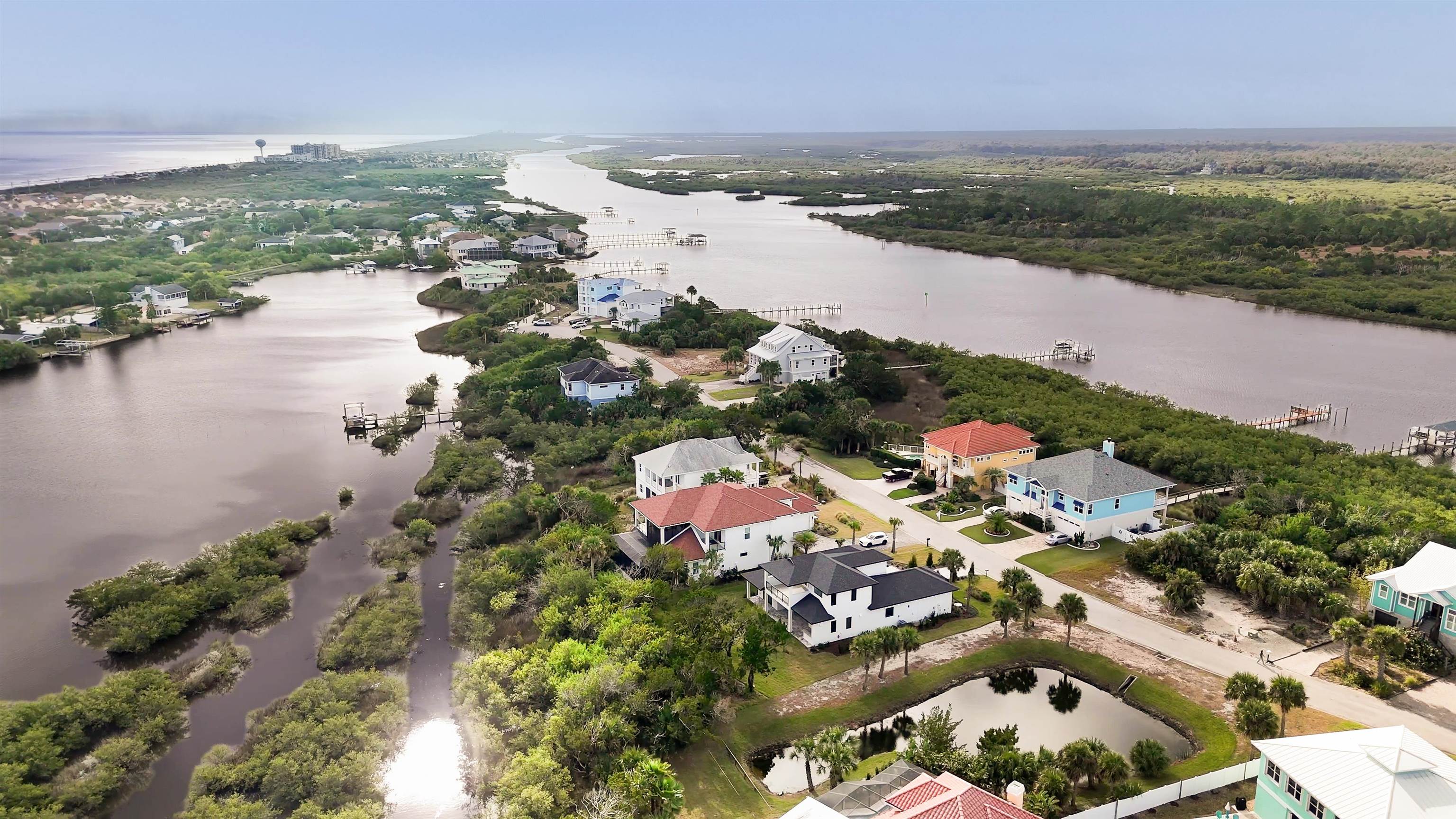 2549 Palm Avenue Flagler Beach, FL 32136 - Photo 47 of 70 an aerial view of lake and residential houses with outdoor space