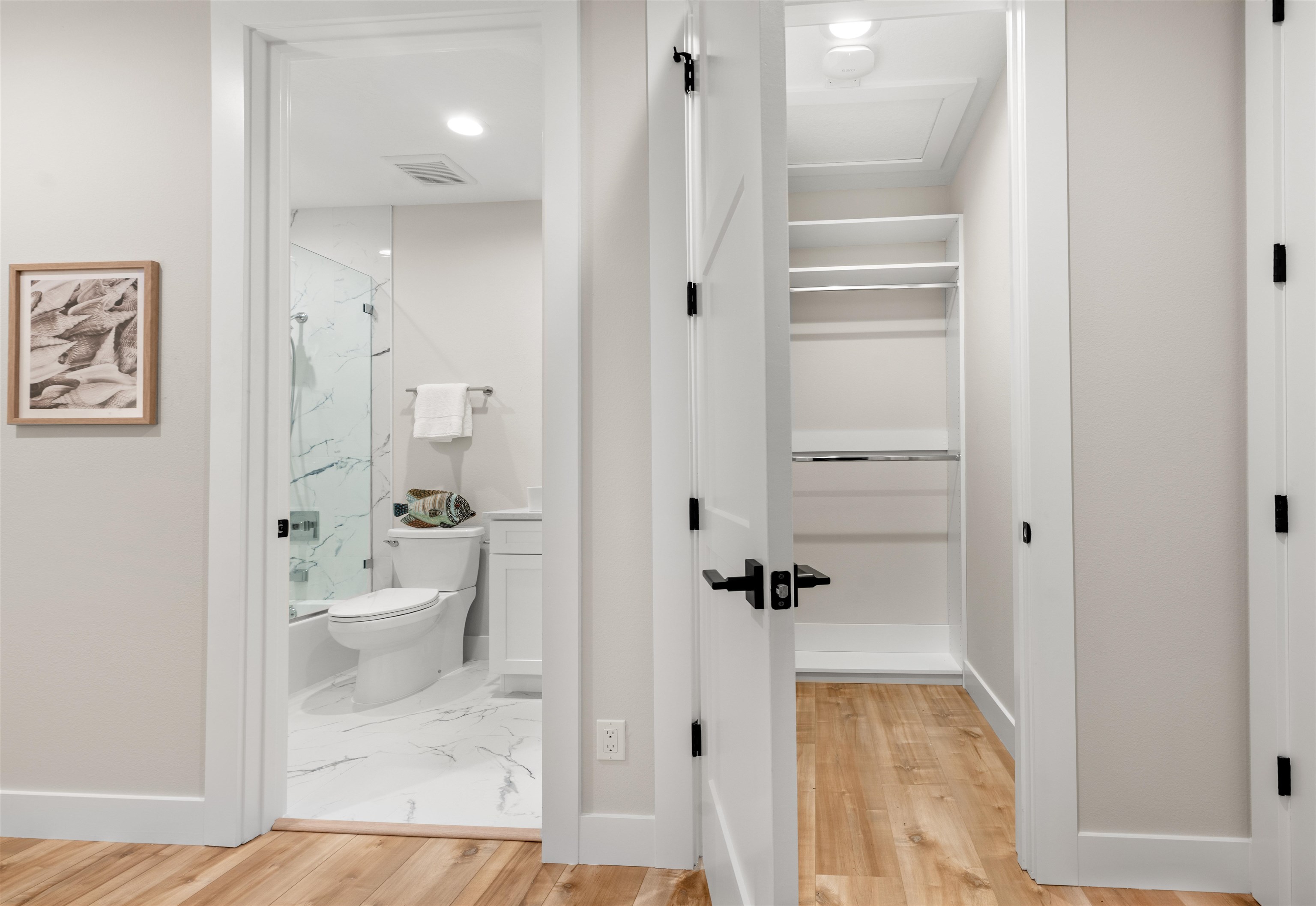 2549 Palm Avenue Flagler Beach, FL 32136 - Photo 56 of 70 a bathroom with a granite countertop toilet a shower and a sink