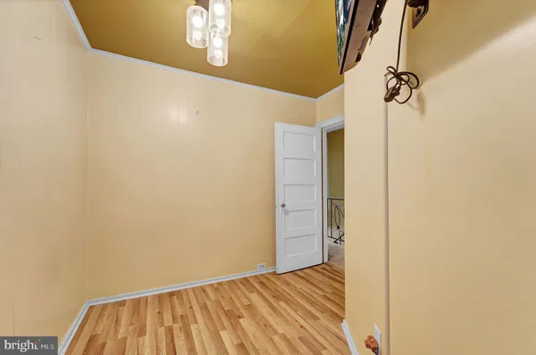 a view of a livingroom with wooden floor