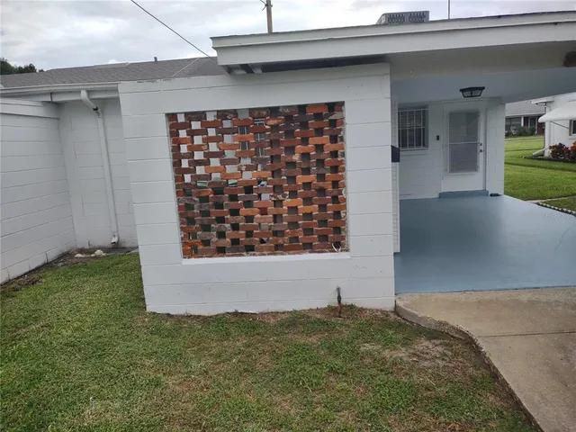 a view of outdoor space and a garage