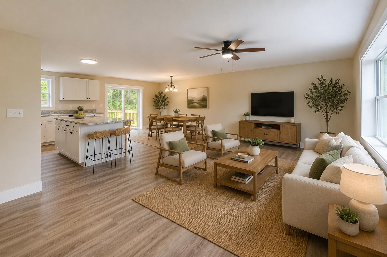 121 Pleasant View Ridge Road China, ME 04358 - Photo 12 of 43 Ai Staged Kitchen, Dining, Living Room