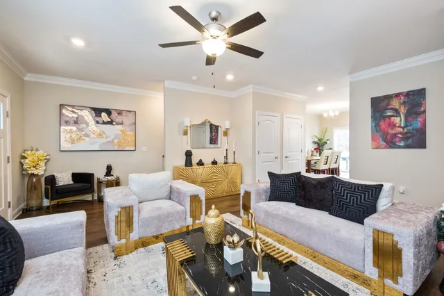 a living room with furniture and a couch