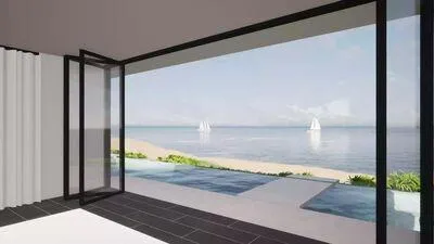 a view of a floor to ceiling window and a floor to ceiling window