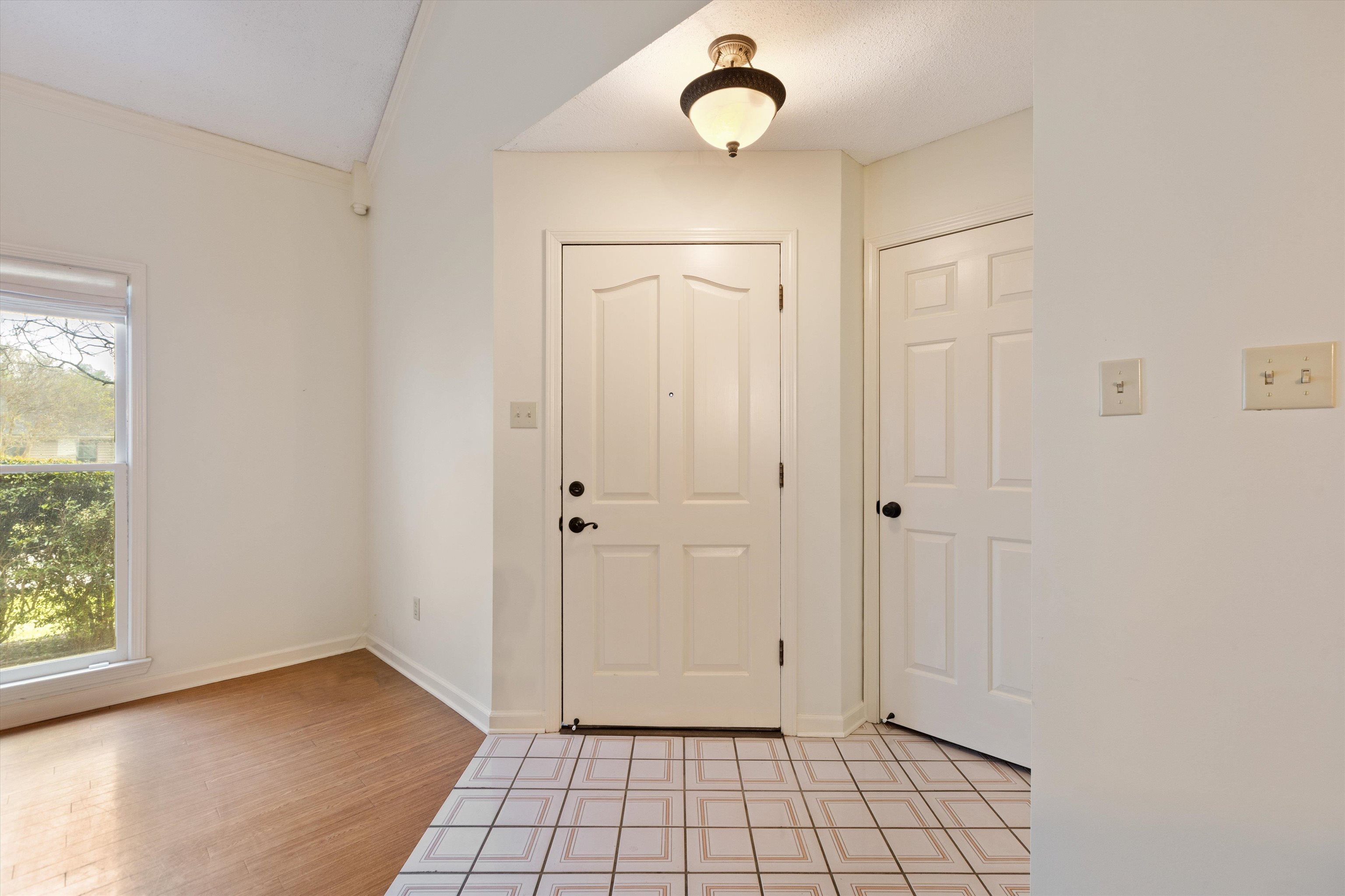 7792 Fawn Ridge Cove Memphis, TN 38016 - Photo 3 of 26 Foyer entrance featuring baseboards, vaulted ceiling, a healthy amount of sunlight, and light wood finished floors