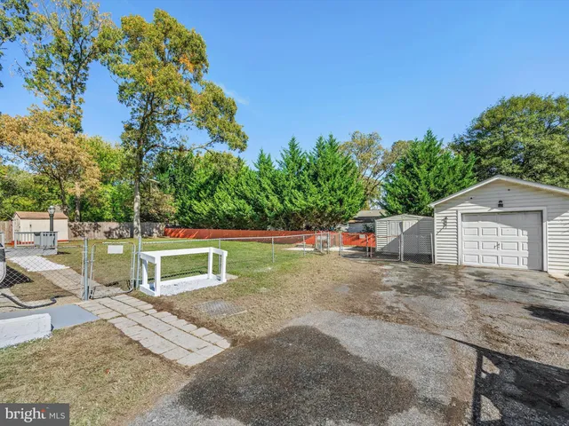 a view of a park with large trees