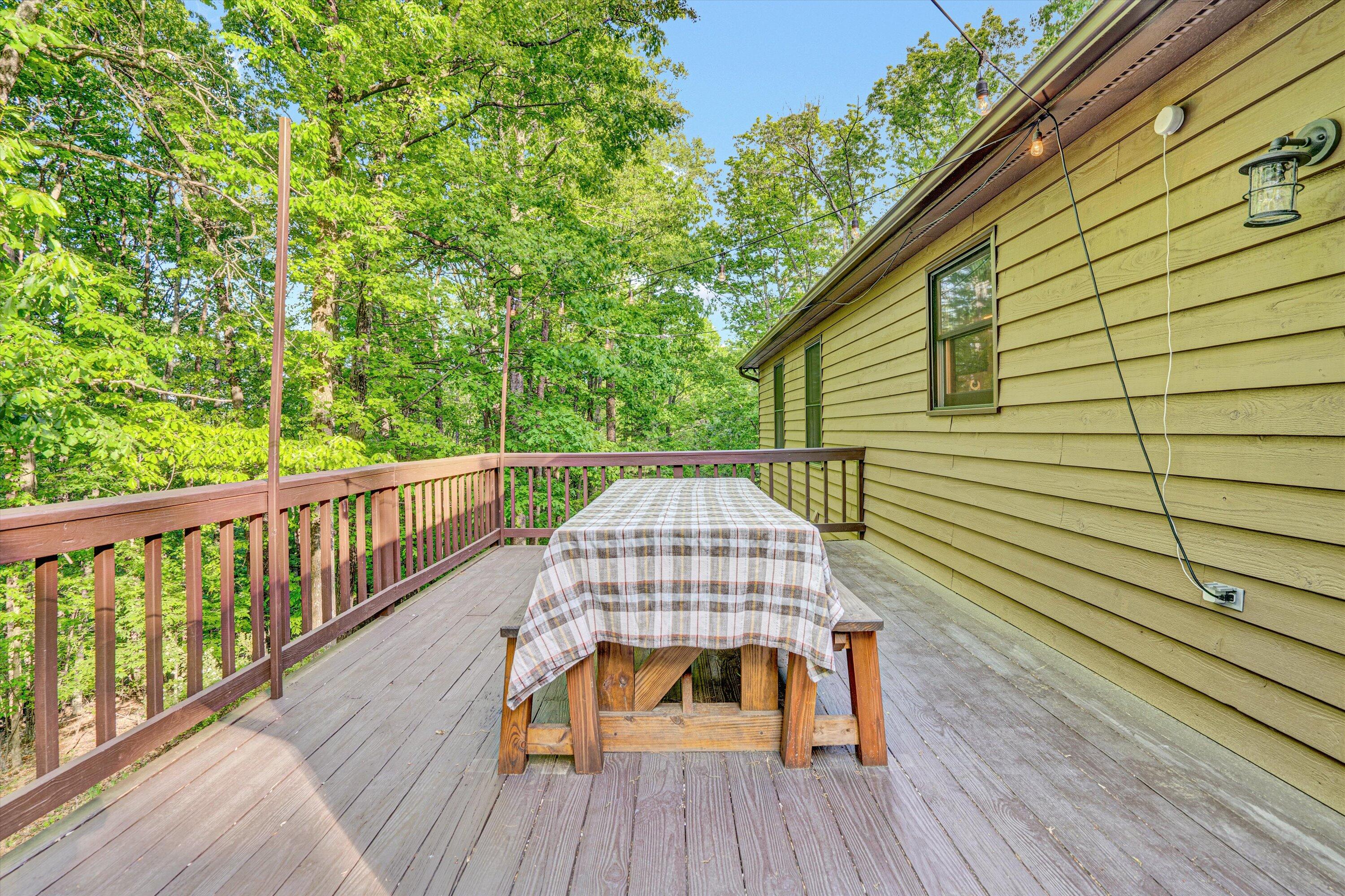 1033 Hickory Falls Road Blue Ridge, VA 24064 - Photo 18 of 52 a view of deck with wooden floor and outdoor seating