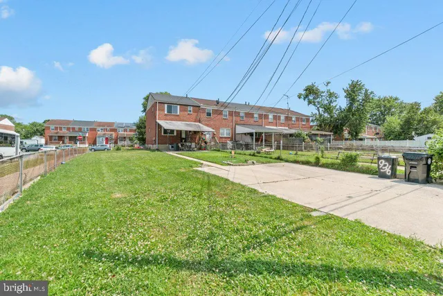 a view of a big yard next to a building