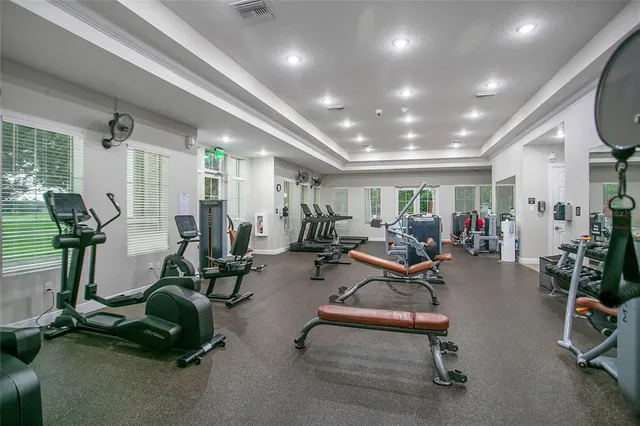 a view of a room with gym equipment