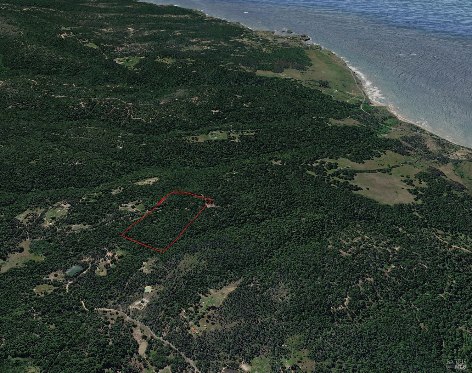 45400 Bill Owens Road Point Arena, CA 95468 - Photo 2 of 12 Aerial view of approximate parcel location. Situated just over a mile off of Highway One on a private county lane.