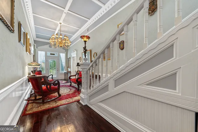 a view of a livingroom with furniture and a fireplace