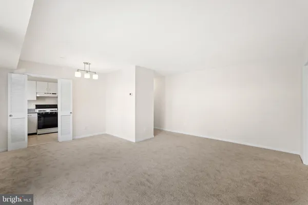 a view of a big room with closet and windows