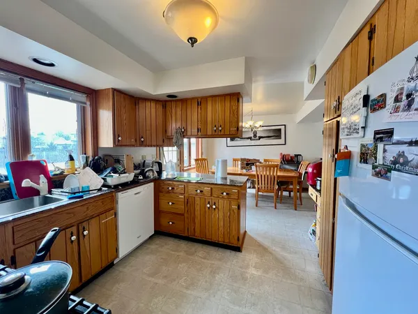 a kitchen with lots of counter top space