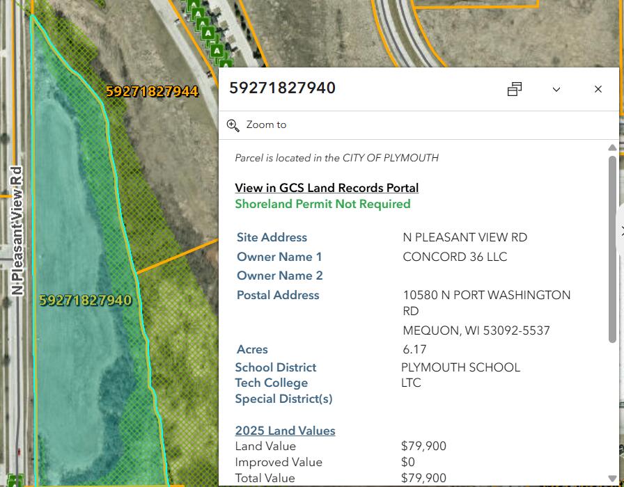 Lt10 North Pleasant View Road Plymouth, WI 53073 - Photo 14 of 15 N Pleasant View Rd GIS showing Wetlands
