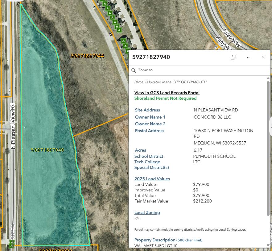 Lt10 North Pleasant View Road Plymouth, WI 53073 - Photo 15 of 15 N Pleasant View Rd GIS showing boundarie