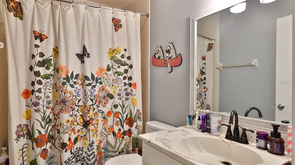 4740 South Atlantic Avenue, Unit 4 Ponce Inlet, FL 32127 - Photo 20 of 38 a bathroom with a sink and mirror with toilet