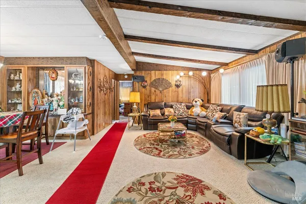 a very nice looking living room with furniture and a rug