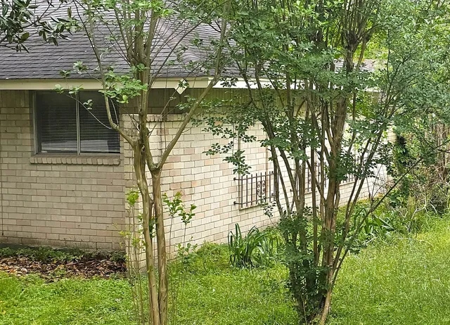 a backyard of a house with lots of green space
