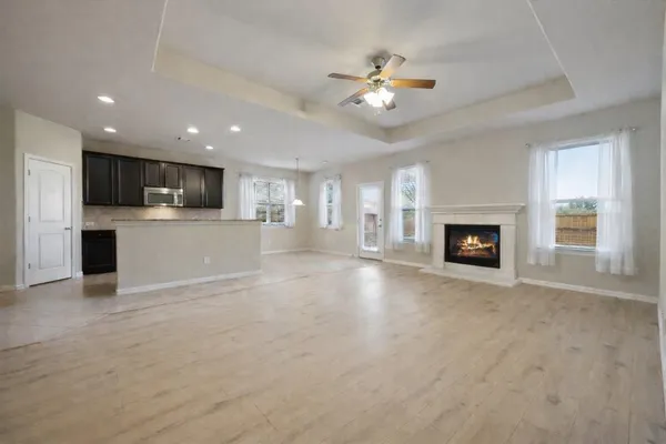 a view of a livingroom with a fireplace