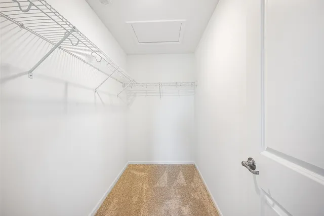 a view of a room with racks on the wall