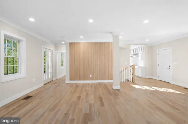 a view of a room with racks on the wall