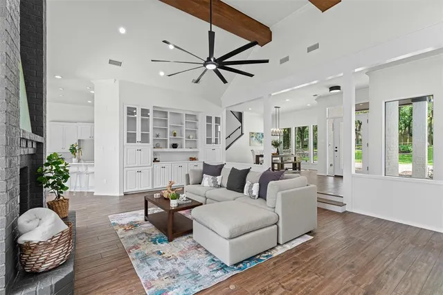 a living room with furniture