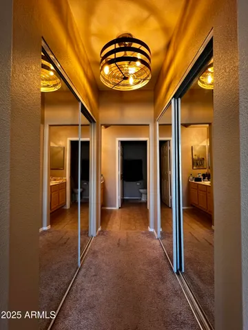 a view of a hallway view with living space