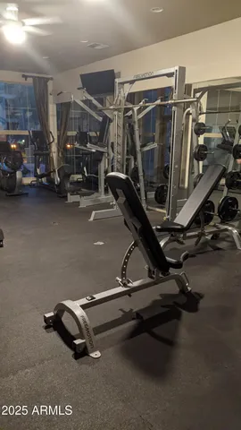 a view of a room with gym equipment