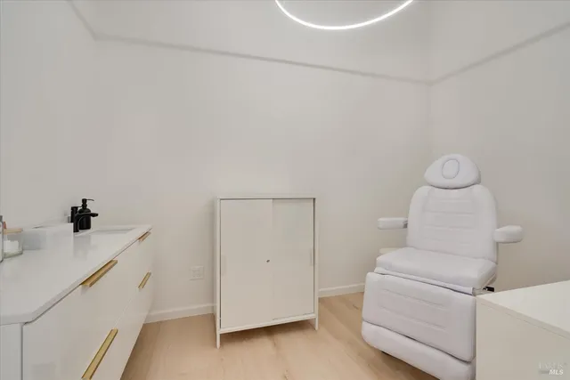 a room with window and tub