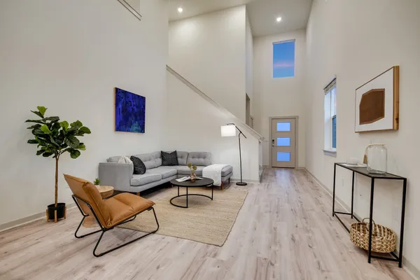 a living room with furniture