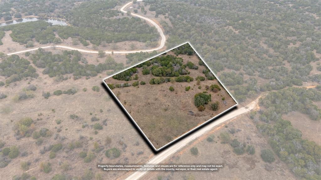 Tbd Tbd Road Palo Pinto, TX 76484 - Photo 4 of 19 Aerial overview of property's location with property parcel outlined and rural landscape