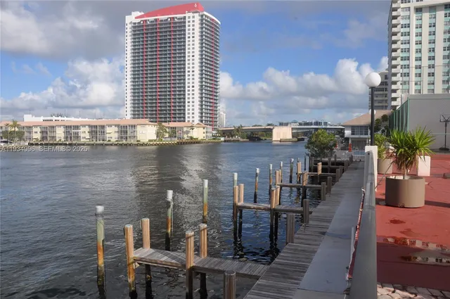 a view of a lake with a terrace