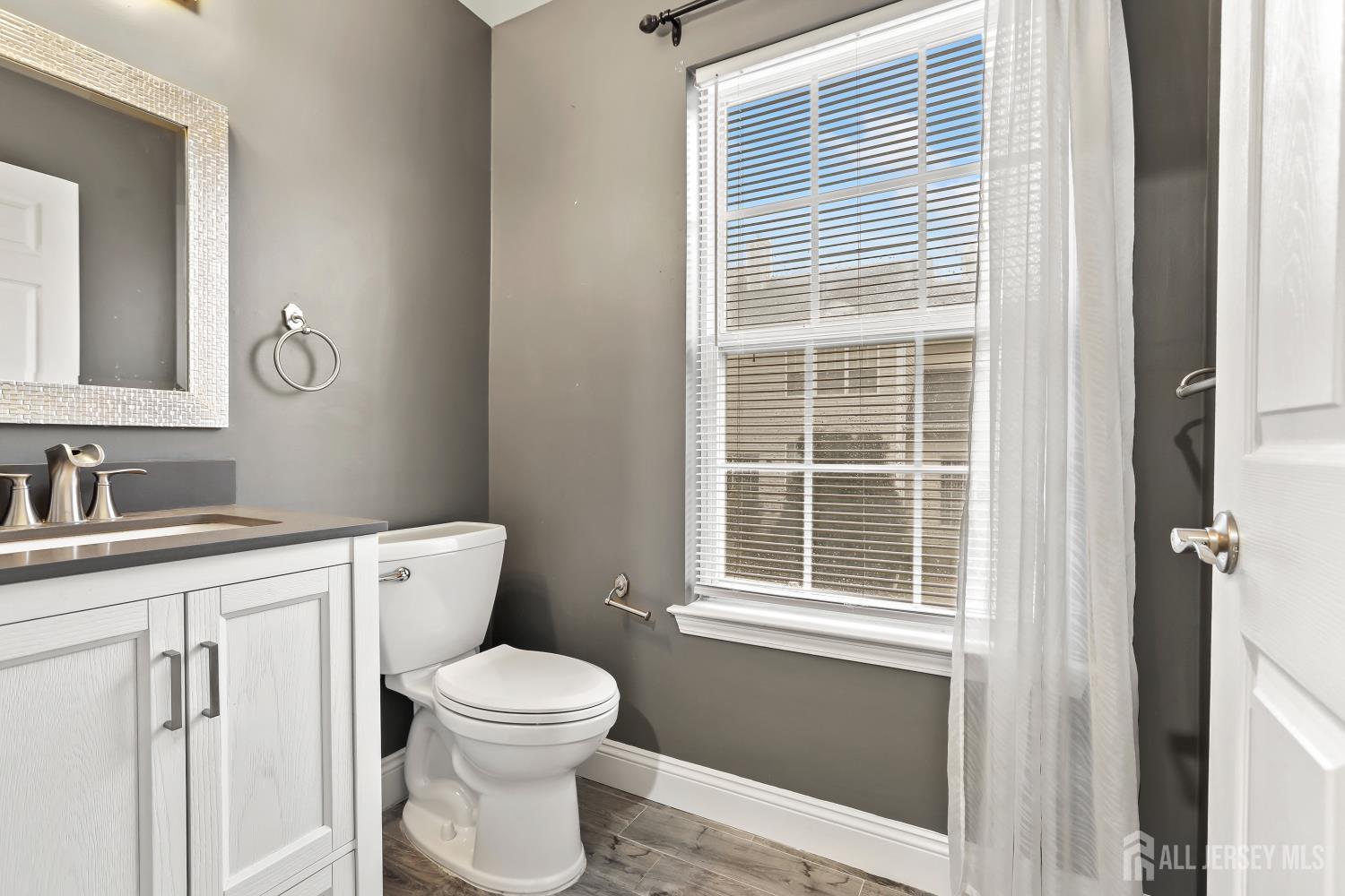1707 Ridgeview Court Sayreville, NJ 08859 - Photo 6 of 24 a bathroom with a toilet a sink a mirror and a window