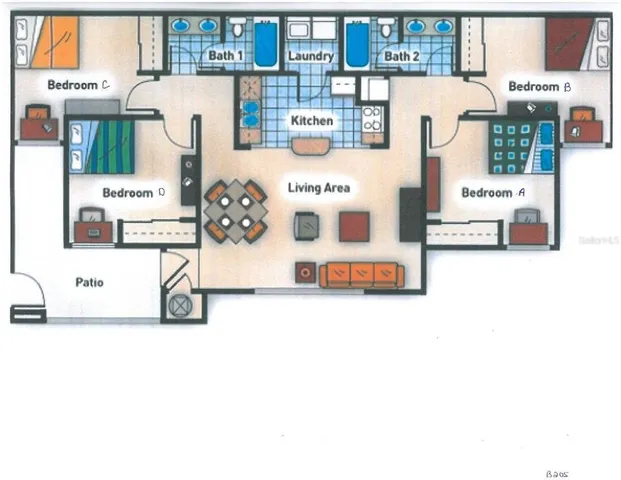 a picture of a living room with a white couch