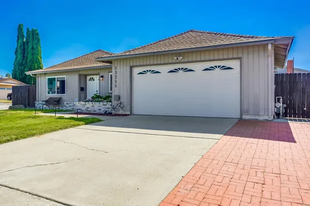 a view of outdoor space yard and garage