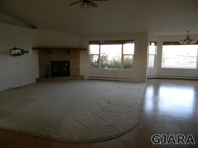 976 20 Road Fruita, CO 81521 - Photo 13 of 16 an empty room with a fireplace and windows