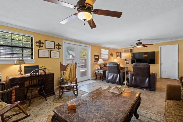 a living room with furniture
