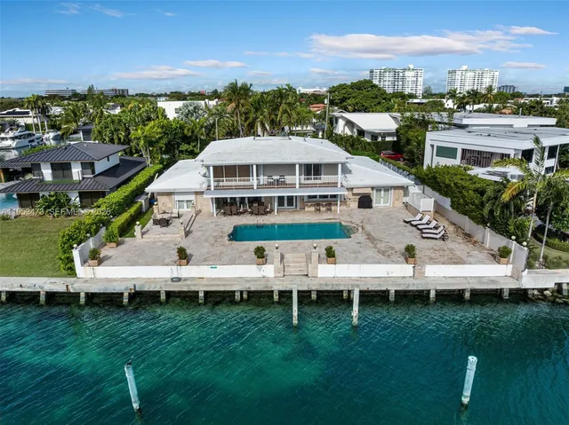 a view of a lake with a garden