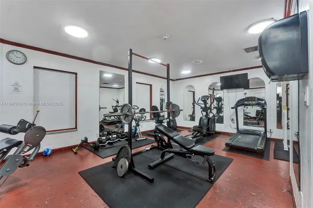 a view of a room with gym equipment