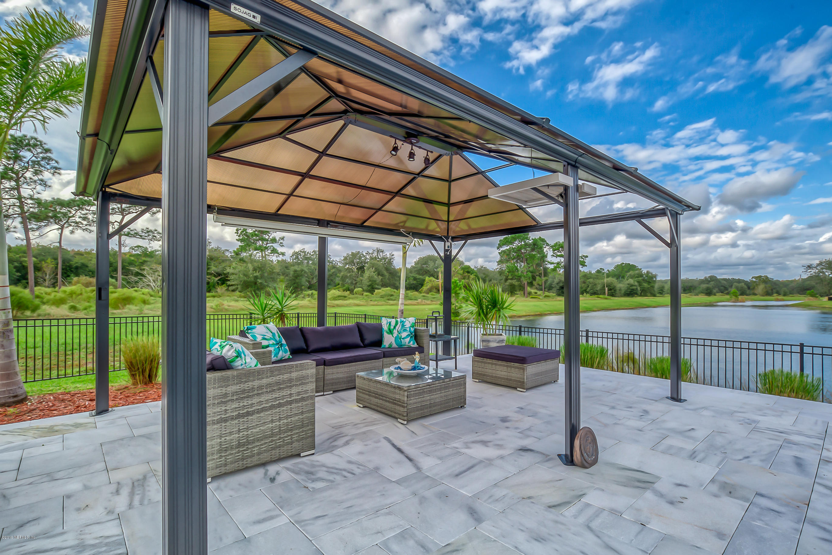Shaded seating doubles as movie theater